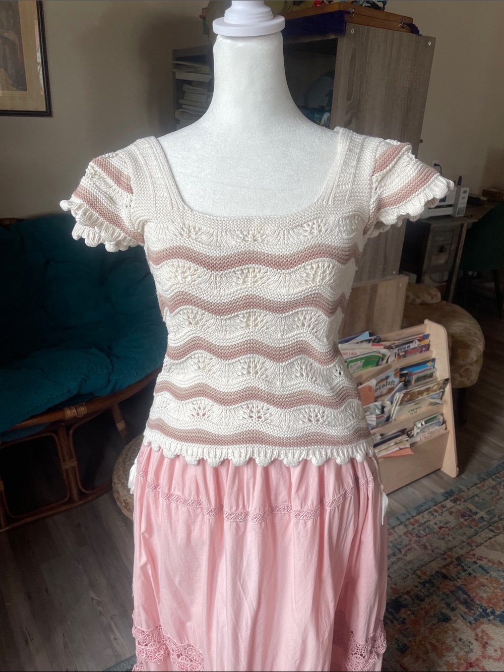 Crochet Boho Ruffle Sleeveless Top